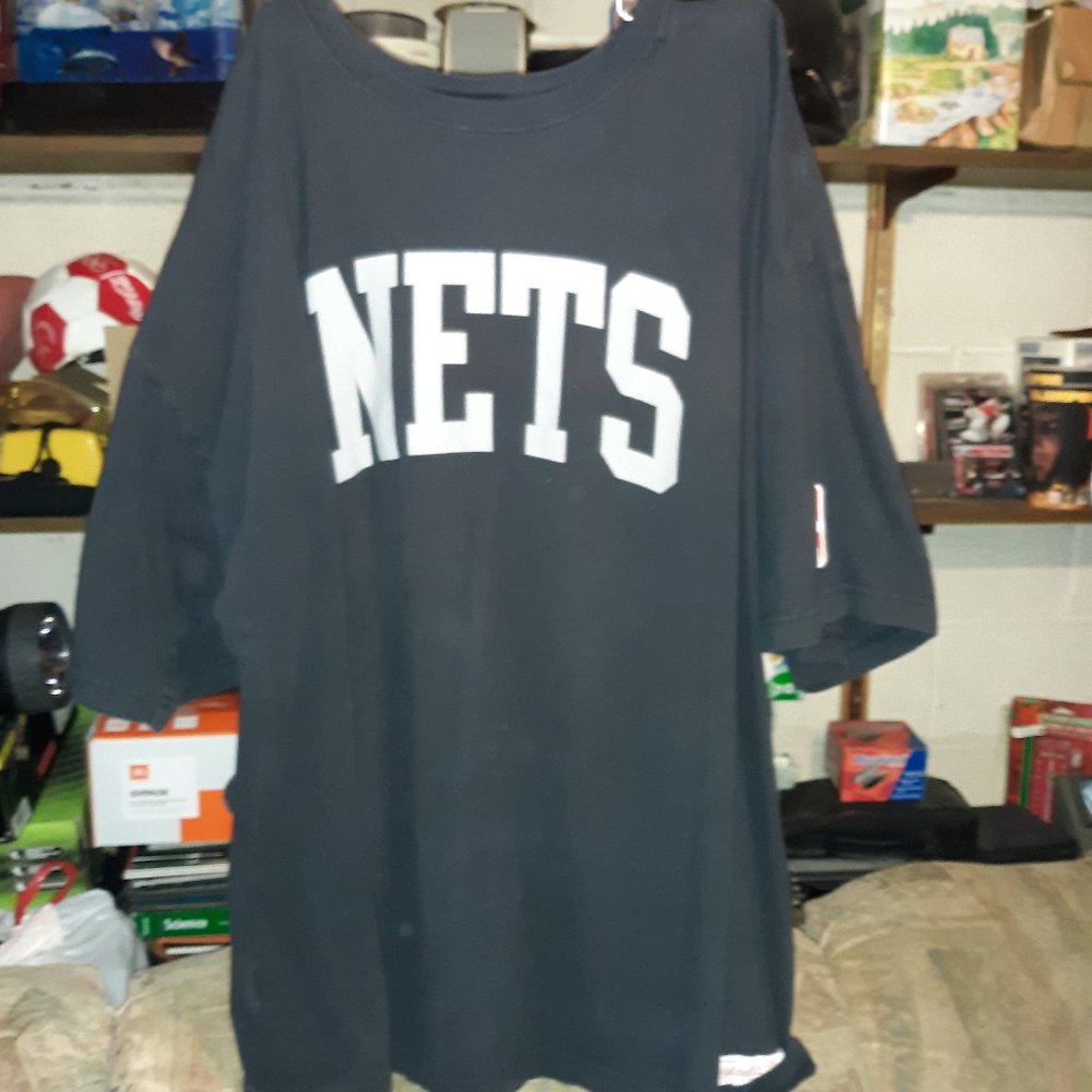 BROOKLYN NETS BLACK 'BIG AND TALL' MITCHELL & NESS COTTON 5XL T-SHIRT